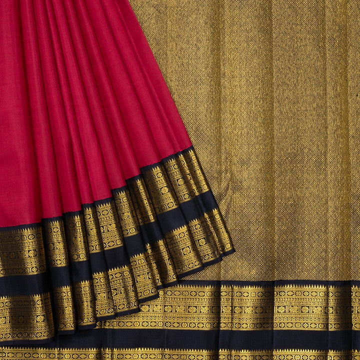 Hayagrivas Handloom Maroon Kanjivaram Silk Saree with Deep Jamun Border KBF767H1-4