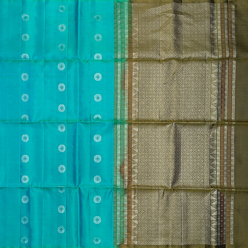 Hayagrivas Aqua Green Handloom Soft Silk Saree KBF863H1-3