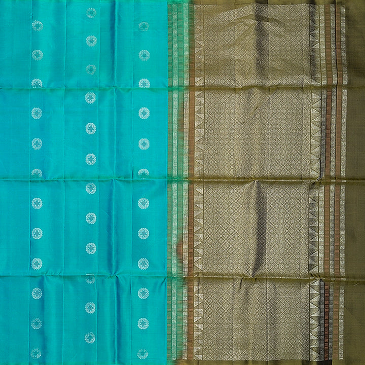 Hayagrivas Aqua Green Handloom Soft Silk Saree KBF863H1-3