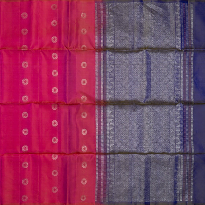 Hayagrivas Orangish-Pink Handloom Soft Silk Saree KBF863H1-9