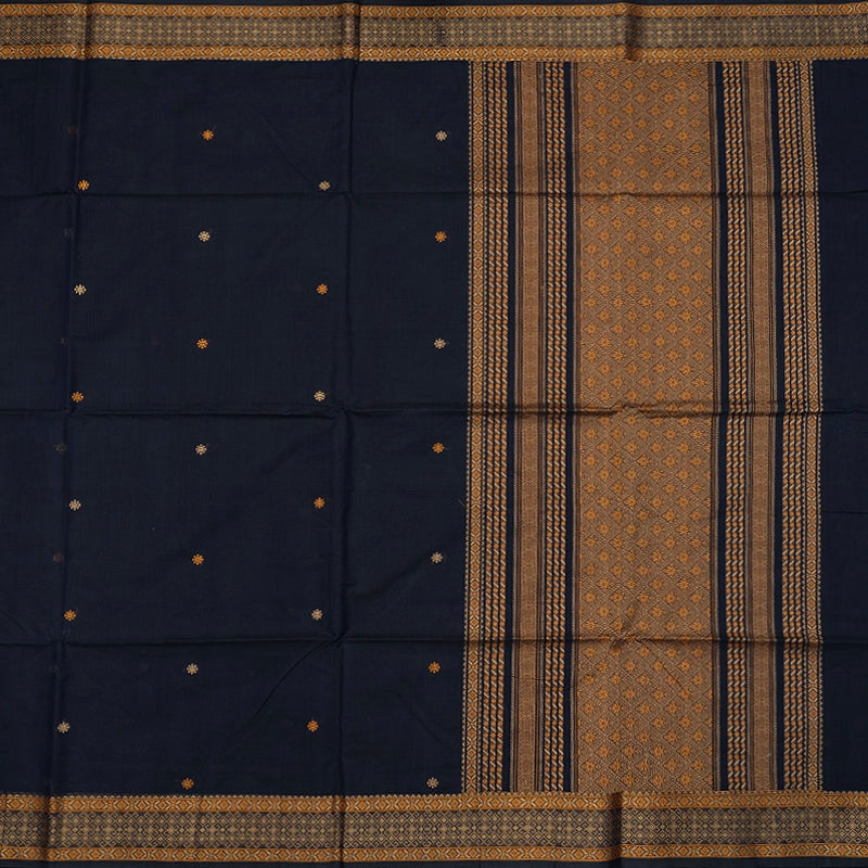 Hayagrivas Navy Blue Handloom Kanchi Cotton Saree SSCBF132H1-2