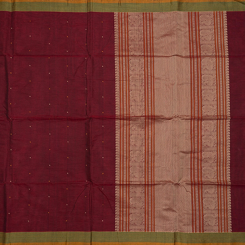 Hayagrivas Wine Maroon Handloom Kanchi Cotton Saree SSCBF132H24-1