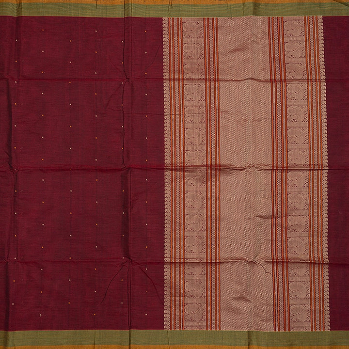 Hayagrivas Wine Maroon Handloom Kanchi Cotton Saree SSCBF132H24-1