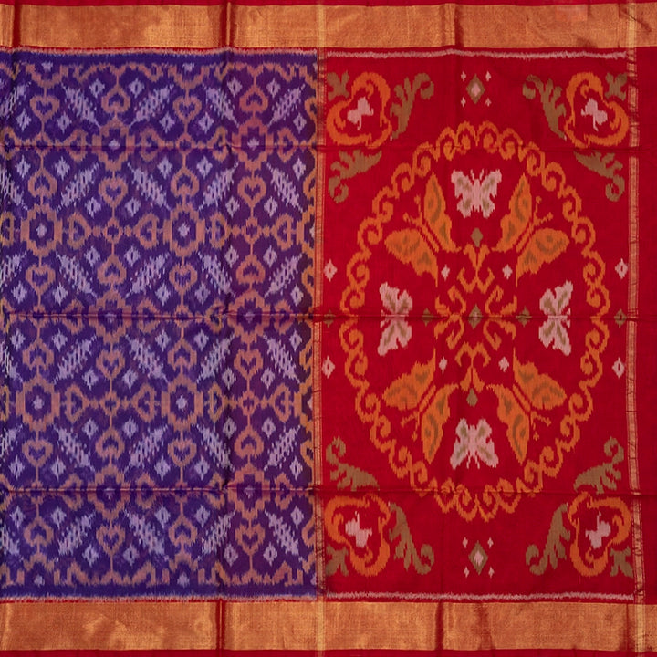 Hayagrivas Purple Ikkat Kora Silk Cotton Saree SSCBF155H1-24