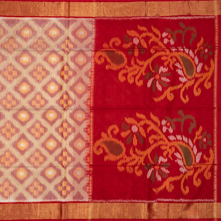 Hayagrivas Sandal Ikkat Kora Silk Cotton Saree SSCBF155H1-8