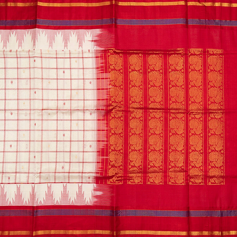 Hayagrivas Half-White Pure Silk Cotton Saree SSCBF175I16-1