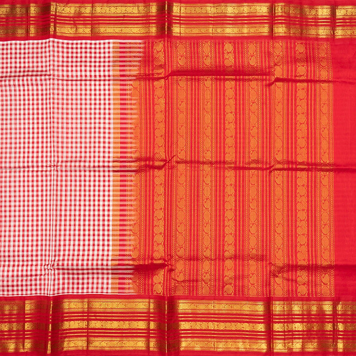 Hayagrivas Red &amp; White Checks Pure Silk Cotton Saree SSCBF176I2-1