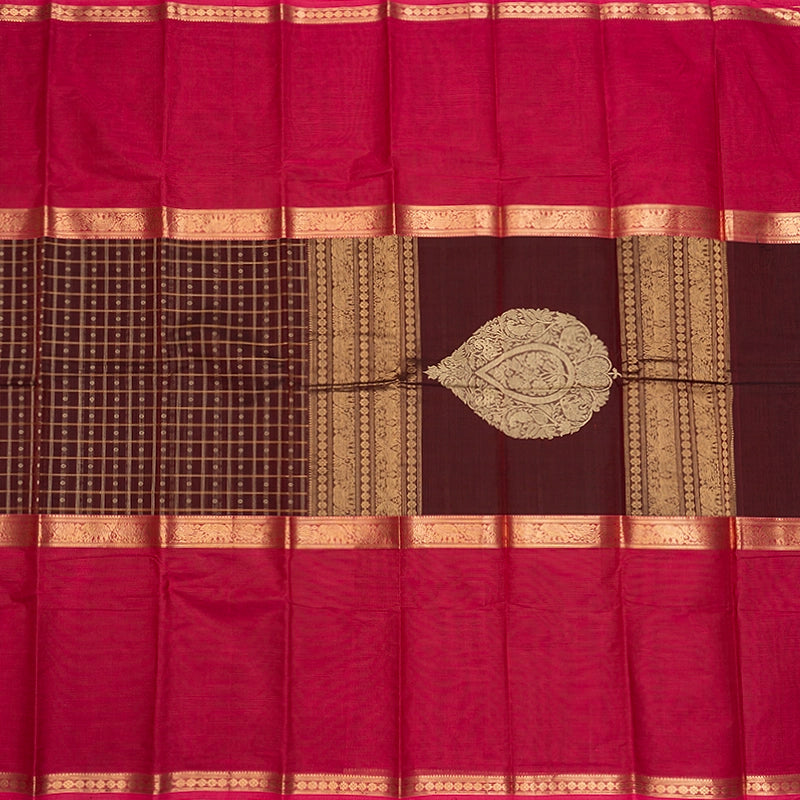 Hayagrivas Burgundy Handloom Kanchi Cotton Saree SSCBF177I12-7