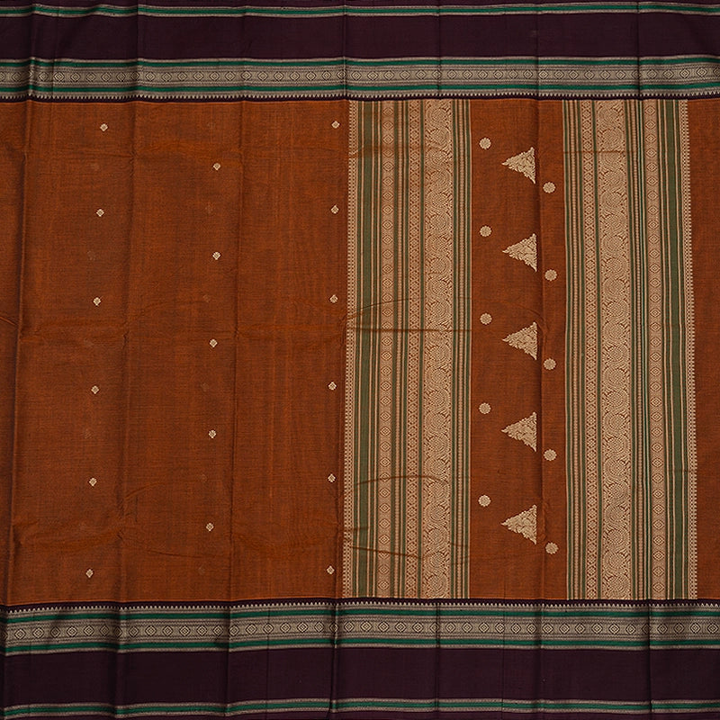 Hayagrivas Rust Orange Handloom Kanchi Cotton Saree SSCBF177I5-6