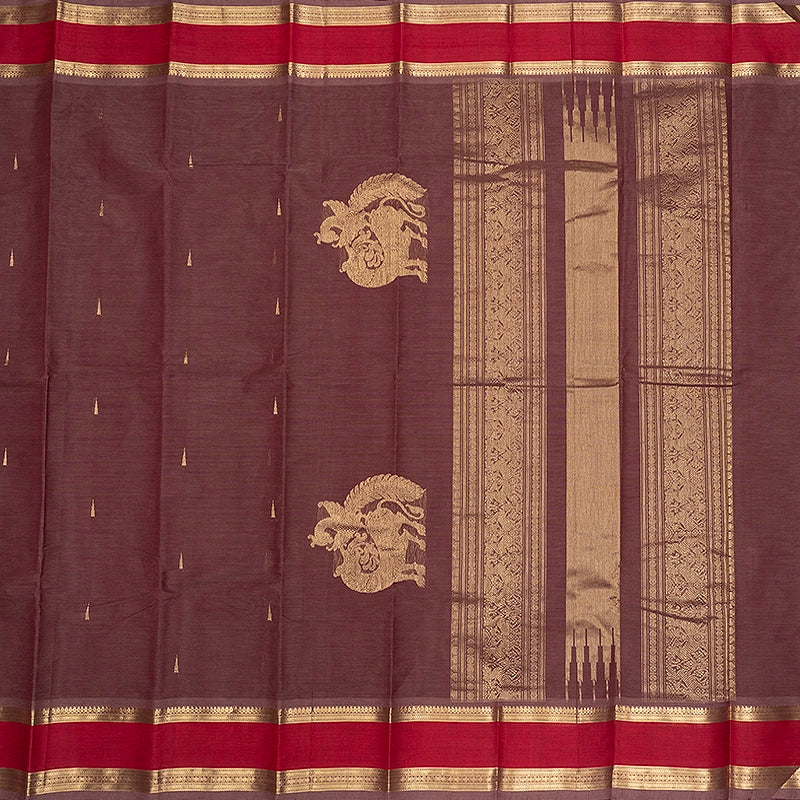 Hayagrivas Rosewood Pink Handloom Kanchi Cotton Saree SSCBF177I7-1