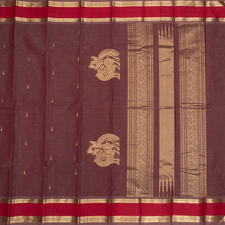 Hayagrivas Rosewood Pink Handloom Kanchi Cotton Saree SSCBF177I7-1