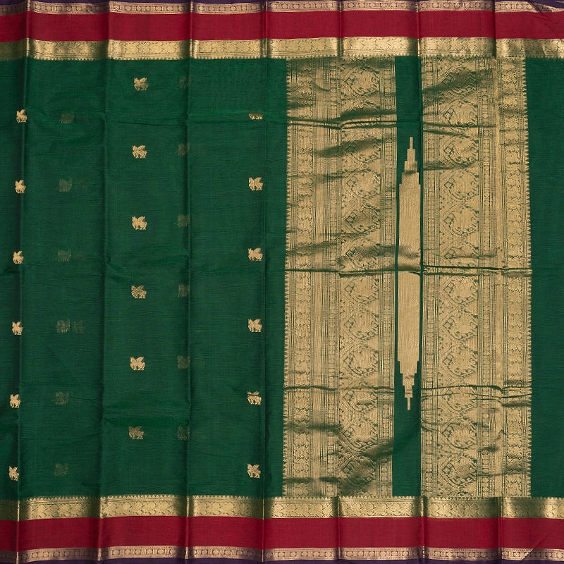 Hayagrivas Bottle Green Handloom Kanchi Cotton Saree SSCBF177I7-4