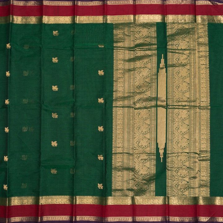 Hayagrivas Bottle Green Handloom Kanchi Cotton Saree SSCBF177I7-4