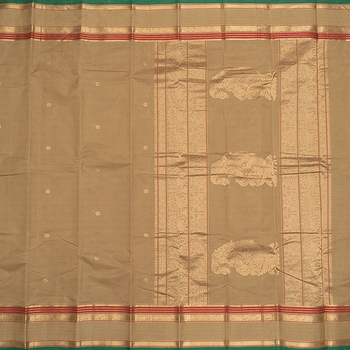 Hayagrivas Beige Handloom Kanchi Cotton Saree SSCBF177I8-1