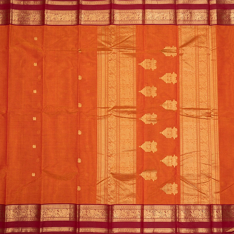 Hayagrivas Sunset Orange Handloom Kanchi Cotton Saree SSCBF177I8-16