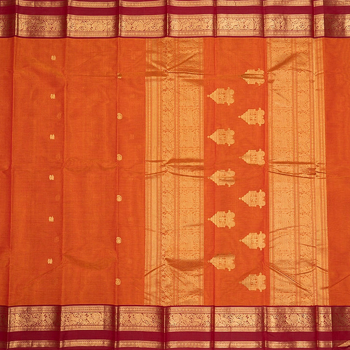 Hayagrivas Sunset Orange Handloom Kanchi Cotton Saree SSCBF177I8-16