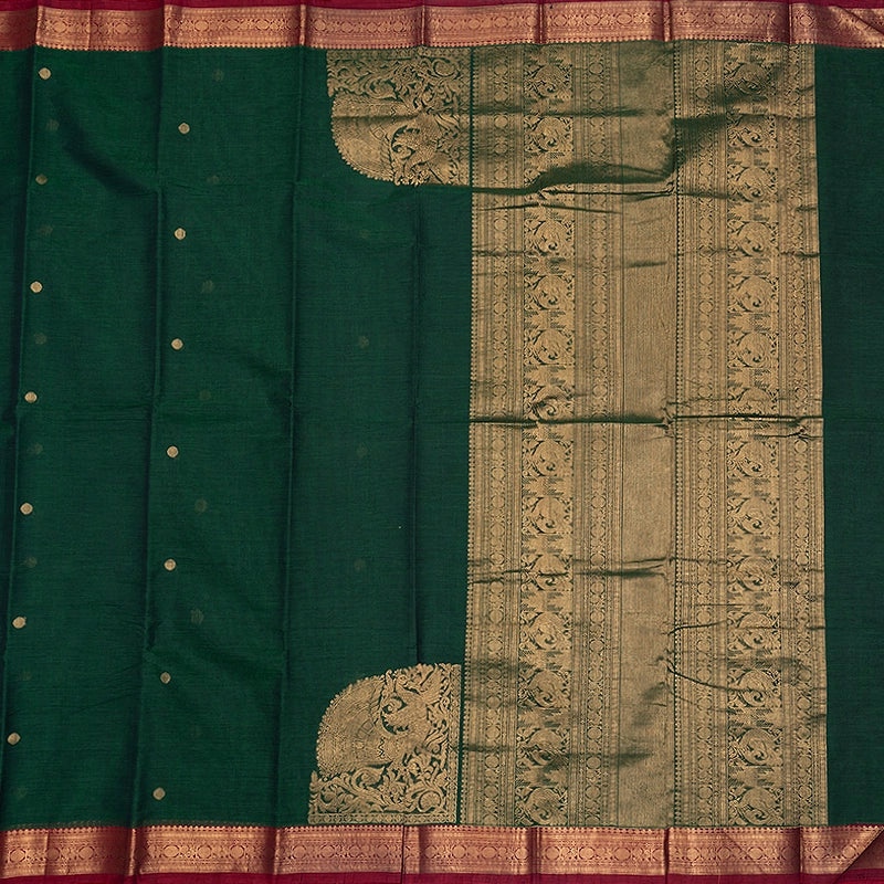 Hayagrivas Dark Green Handloom Kanchi Cotton Saree SSCBF177I8-4