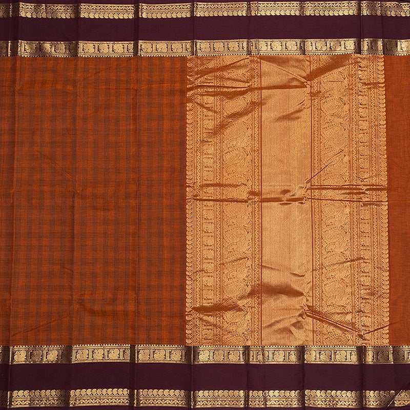 Hayagrivas Rust Orange Handloom Kanchi Cotton Saree SSCBF177I8-5