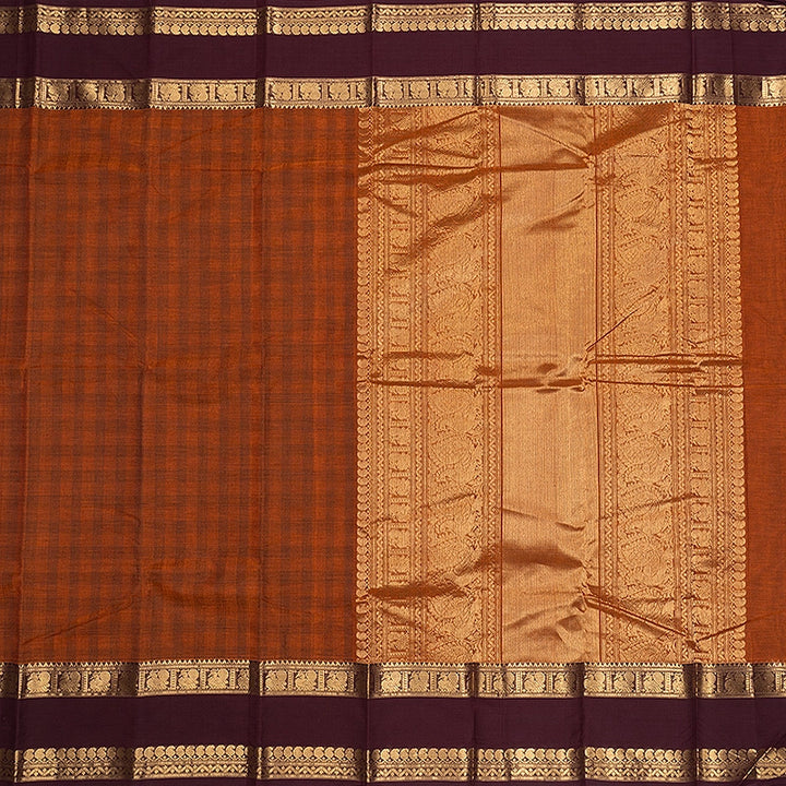 Hayagrivas Rust Orange Handloom Kanchi Cotton Saree SSCBF177I8-5