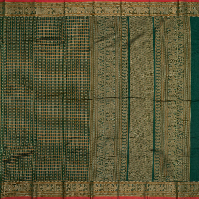 Hayagrivas Bottle Green Handloom Kanchi Cotton Saree SSCBF177I9-2