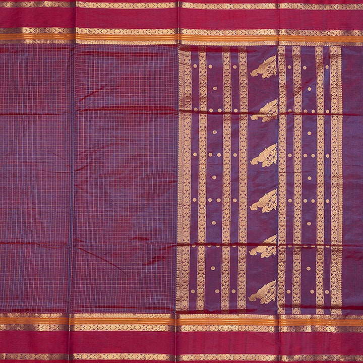 Hayagrivas Blue-Purple Kanchi Silk Cotton Saree SSCBF179I12-19