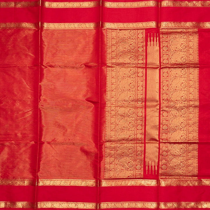 Hayagrivas Tomato Red Kanchi Silk Cotton Saree SSCBF179I13-8