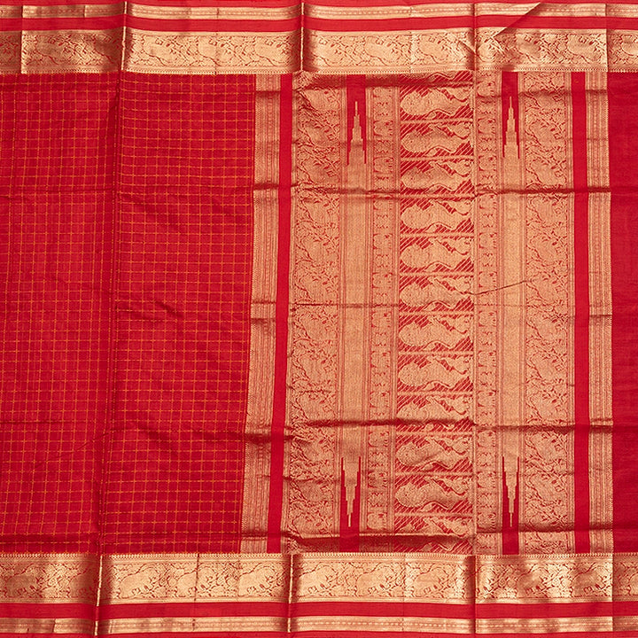 Hayagrivas Red Kanchi Silk Cotton Saree SSCBF179I8-5