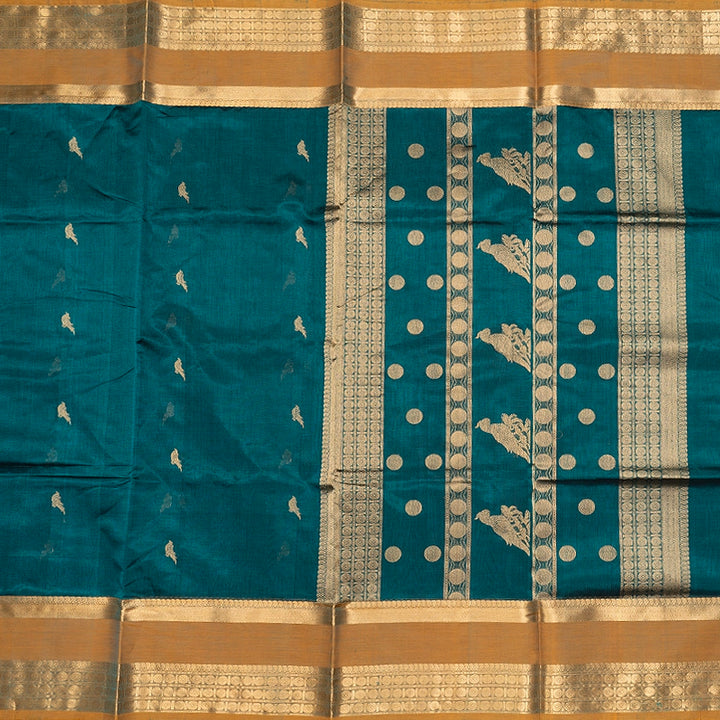 Hayagrivas Emerald Green Kanchi Silk Cotton Saree SSCBF179I9-10