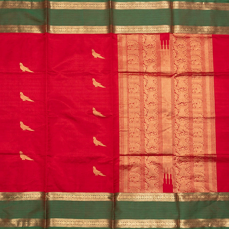 Hayagrivas Red Kanchi Silk Cotton Saree SSCBF179I9-13