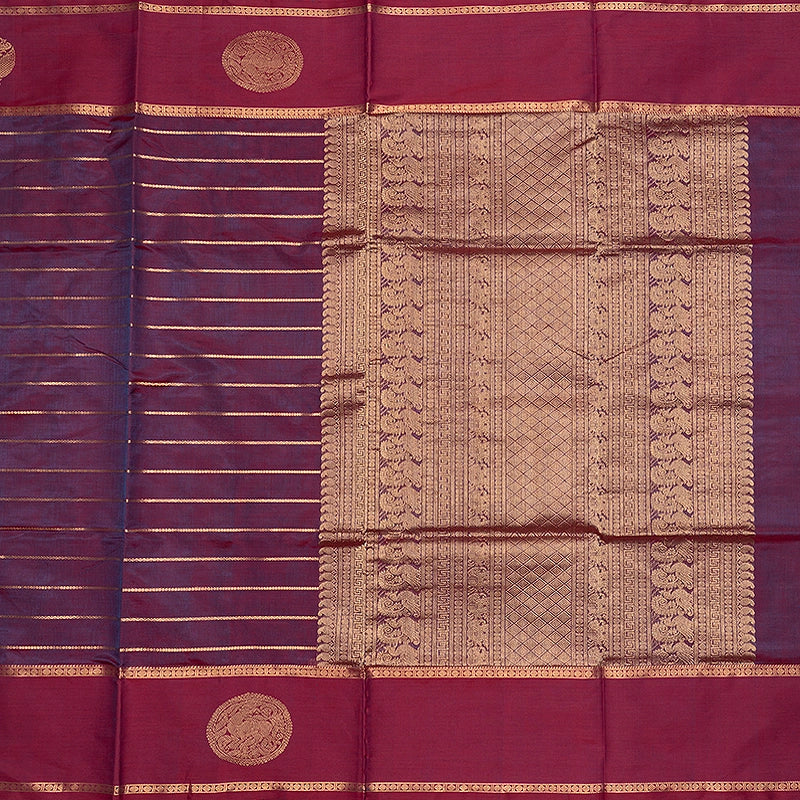 Hayagrivas Blue &amp; Maroon (Dual Tone) Kanchi Silk Cotton Saree SSCBF179I9-2
