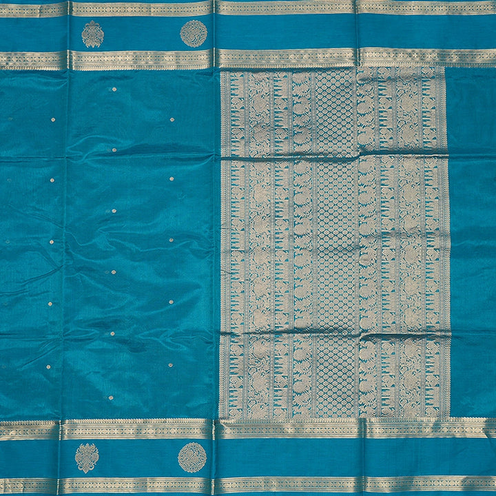Hayagrivas Turquoise Blue Kanchi Silk Cotton Saree SSCBF179I9-24