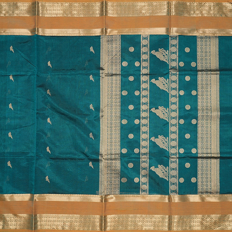 Hayagrivas Peacock Green Kanchi Silk Cotton Saree SSCBF179I9-31