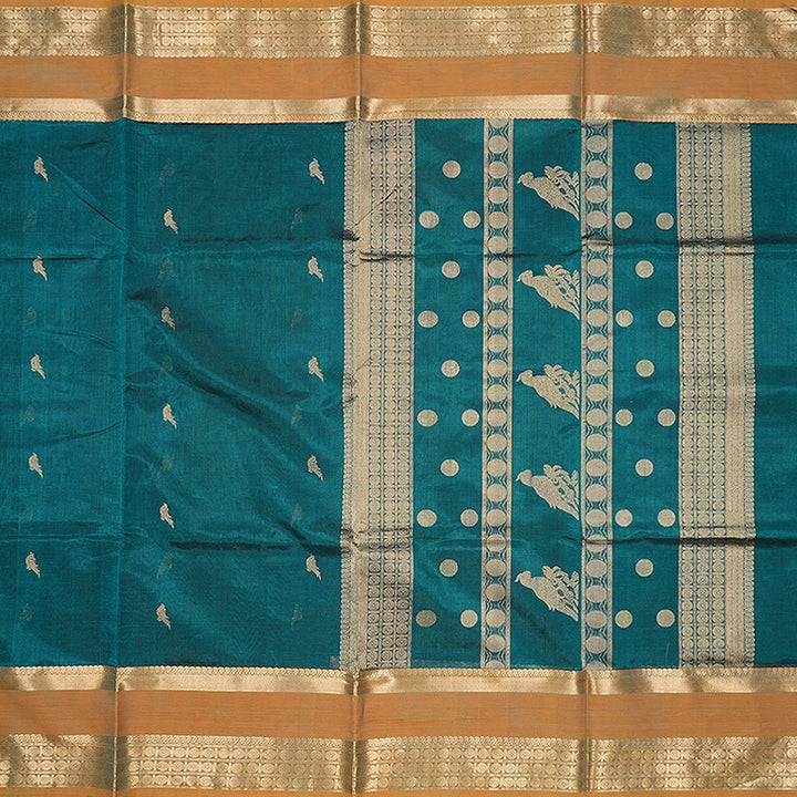 Hayagrivas Peacock Green Kanchi Silk Cotton Saree SSCBF179I9-31