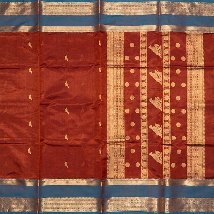 Hayagrivas Rust Brown Kanchi Silk Cotton Saree SSCBF179I9-5