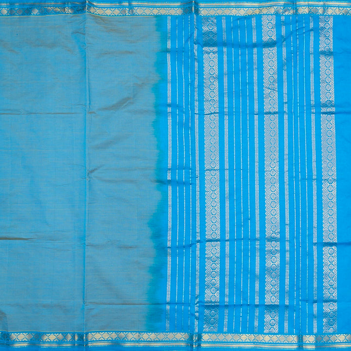 Hayagrivas Yellowish-Blue Semi Silk Cotton Saree SSCBF180I1-6