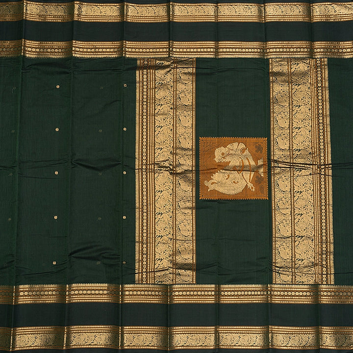 Hayagrivas Bottle Green Handloom Kanchi Cotton Saree SSCBF66E7-1