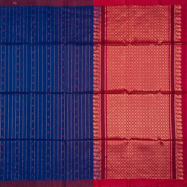 Hayagrivas Royal Blue Kora Silk Cotton Saree SSCBF156H3-3