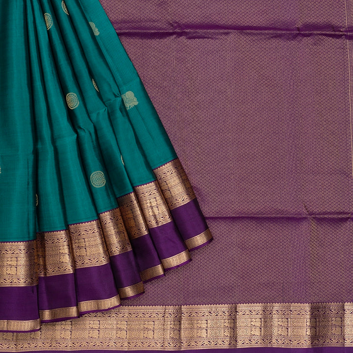 Hayagrivas Sea Green Handloom Soft Silk Saree KBF532G2-1