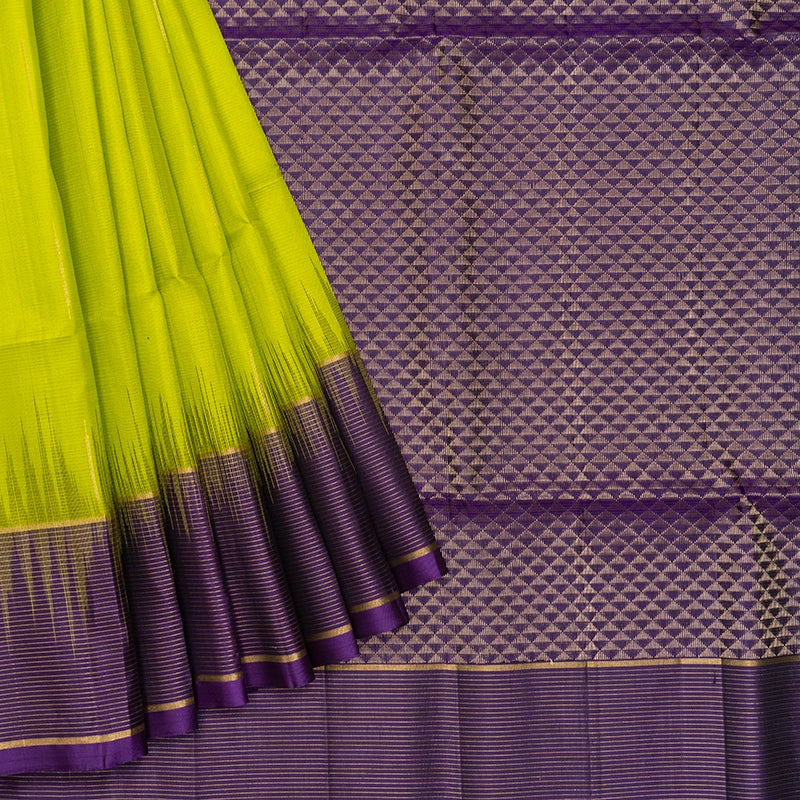 Hayagrivas Fluorescent Green Handloom Soft Silk Saree KBF566G2-4