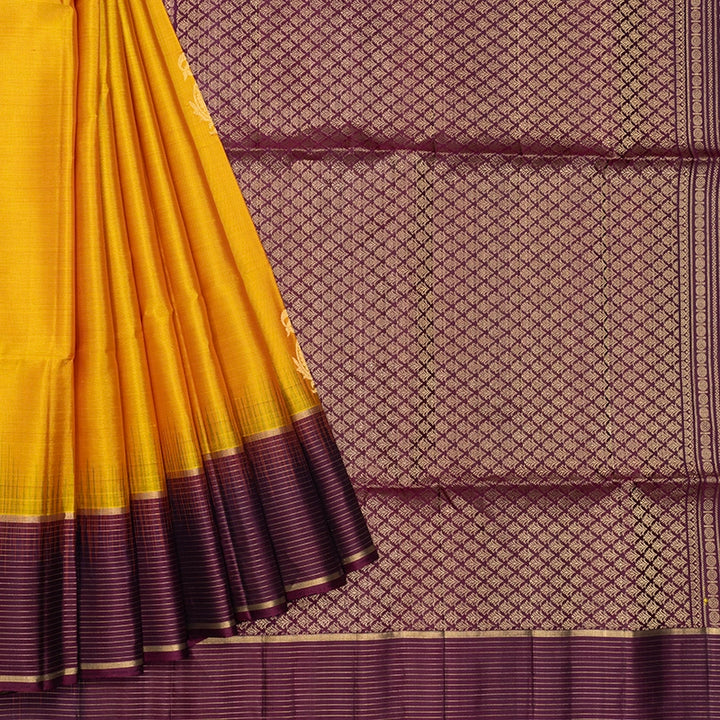 Hayagrivas Mustard Yellow Handloom Soft Silk Saree KBF566G3-1