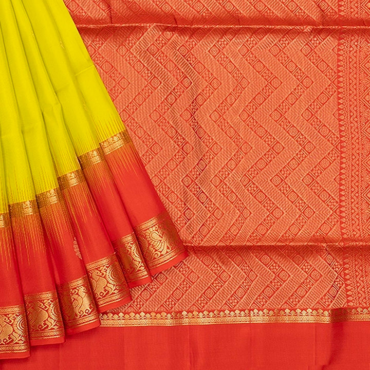 Hayagrivas Lemon Yellow Handloom Soft Silk Saree KBF705G3-5
