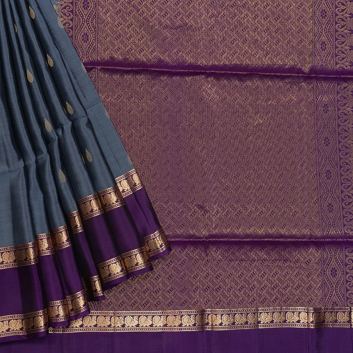 Hayagrivas Grey Handloom Soft Silk Saree KBF532G4-22