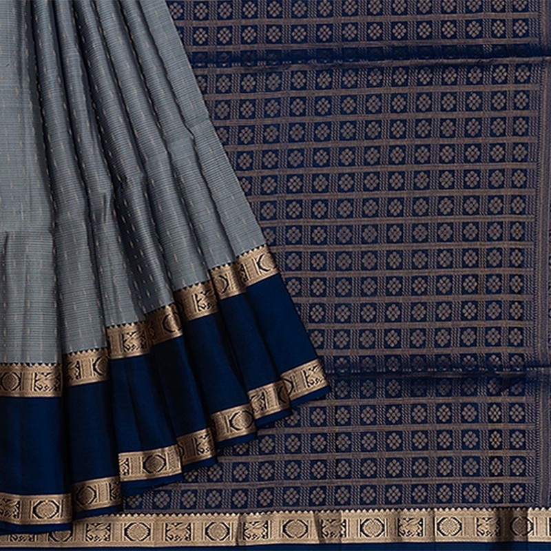Hayagrivas Silver Grey Handloom Soft Silk Saree KBF532G4-8
