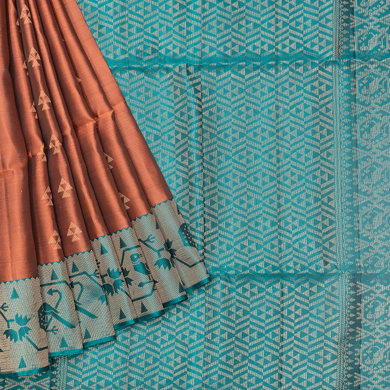 Hayagrivas Rust Orange Handloom Soft Silk Saree KBF535G10-4