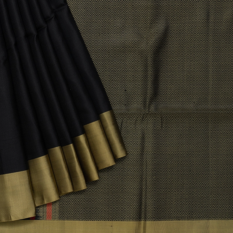 Hayagrivas Black Handloom Soft Silk Saree KBE2106A46-1