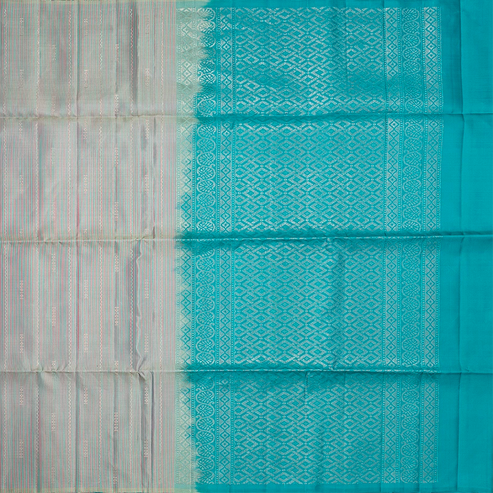 Hayagrivas Blue &amp; Pink Stripes Handloom Soft Silk Saree KBF534G6-3