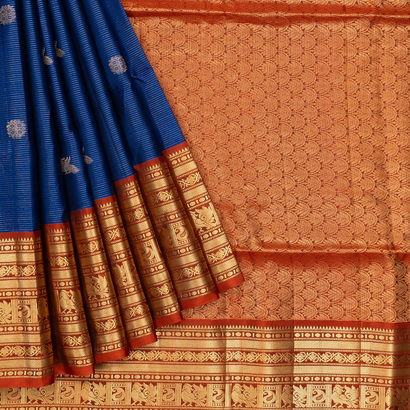 Hayagrivas Royal Blue Handloom Soft Silk Saree KBF533G2-4