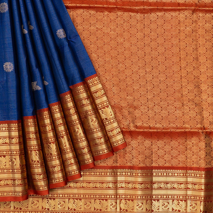 Hayagrivas Royal Blue Handloom Soft Silk Saree KBF533G2-4