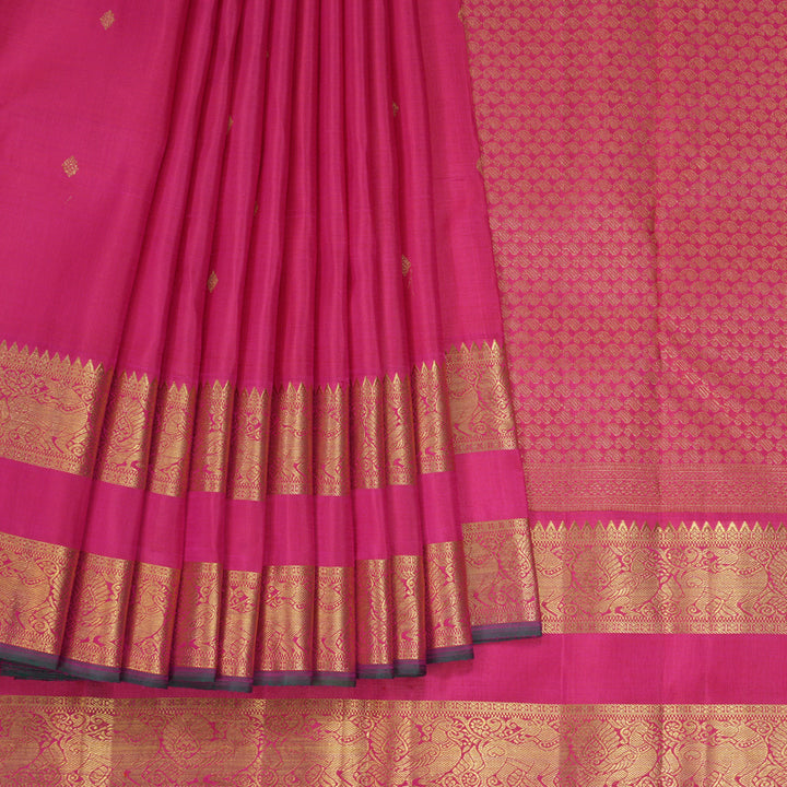Hayagrivas Handloom Rani Pink Kanjivaram Silk Saree KBF343E9-1