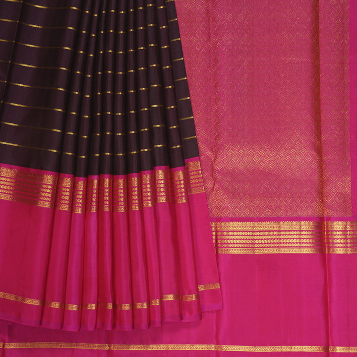 Hayagrivas Handloom Deep Nagapazham Kanjivaram Silk Saree with Rani Pink Border KBE2284B3-1